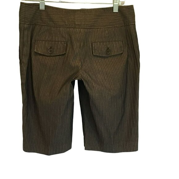 Michael Kors Bermuda Shorts Cotton Blend Brown on Brown Stripe Women's Size 4 - Picture 2 of 9